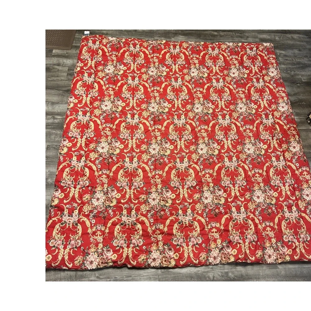 VTG RALPH LAUREN Danielle Marseilles Red Floral Full Queen Cotton Made in USA